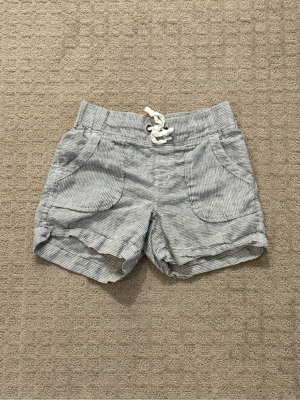 Athleta Blue & White Striped Drawstring Shorts